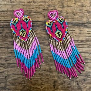 colorful beaded heart earrings